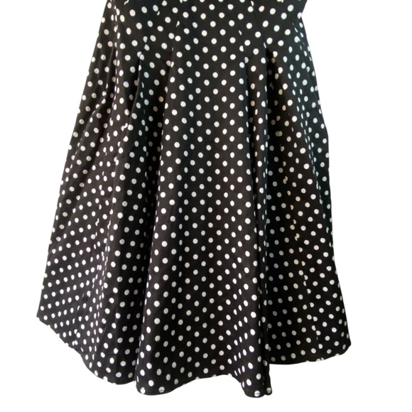 Ariella Rockabilly Pinup Retro Couture Polka Dot Black Cocktail Swing Dress SZ L - Picture 13 of 14